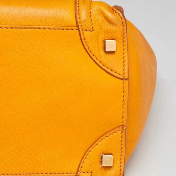 Celine Yellow Calfskin Leather Mini Luggage Tote Bag - Picture 8 of 12